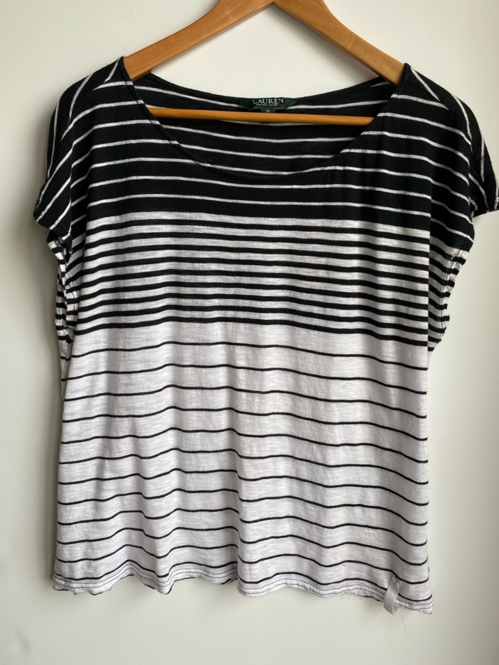 4/$20 Lauren Ralph Lauren Cap Sleeve Cotton Modal Featherweight Striped Top XL